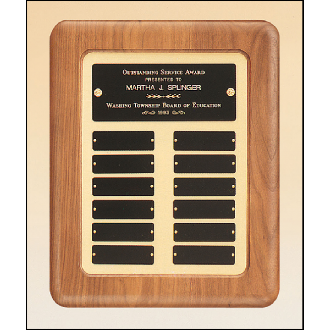 Solid American walnut Airflyte frame perpetual plaque