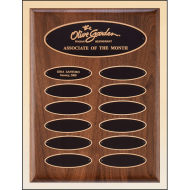 Solid American walnut perpetual plaque with solid brass elliptical plate